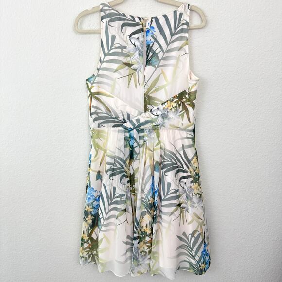 Ted Baker Women Ameda Twilight Pleat Mini Dress Size M Floral Party Spring White - Picture 4 of 8